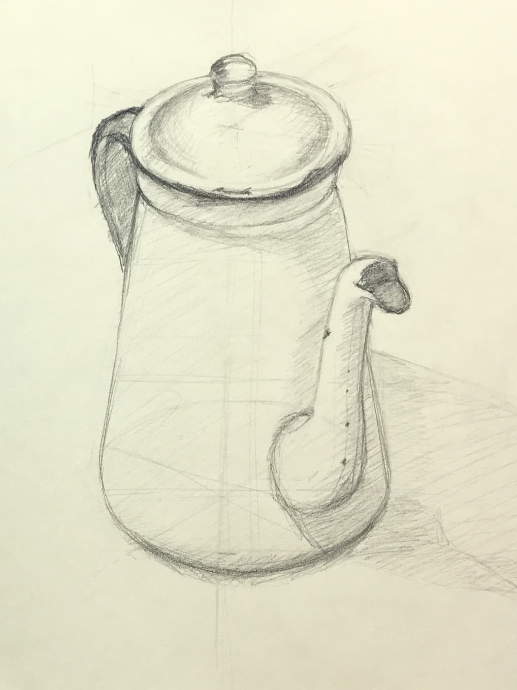Pencil drawing of a teapot.