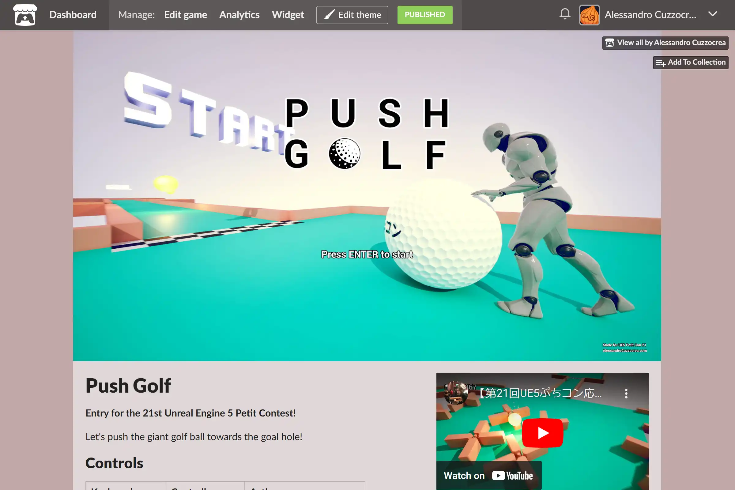 Push Golf's page on Itch.io