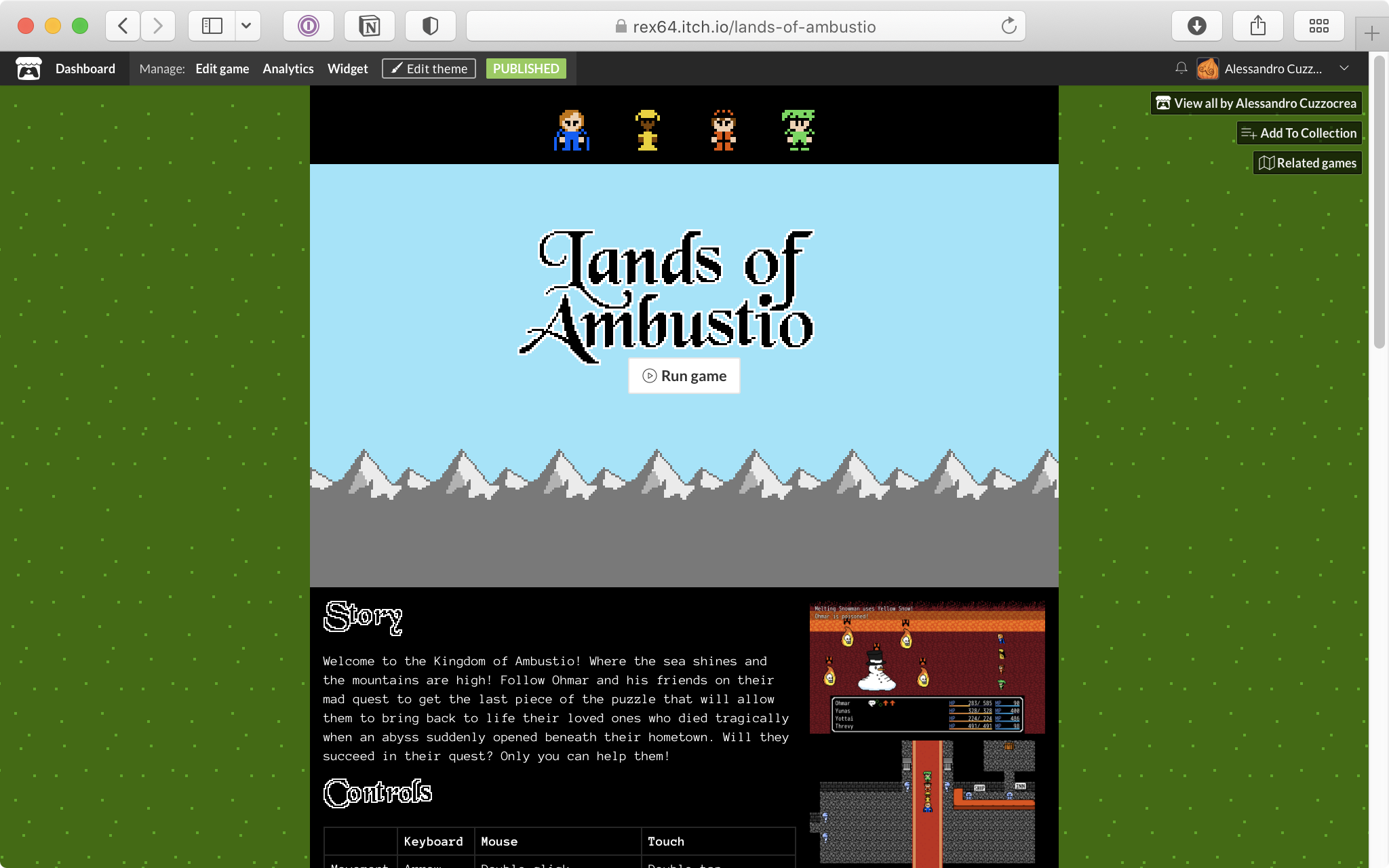 Lands of Ambustio Itch.io page