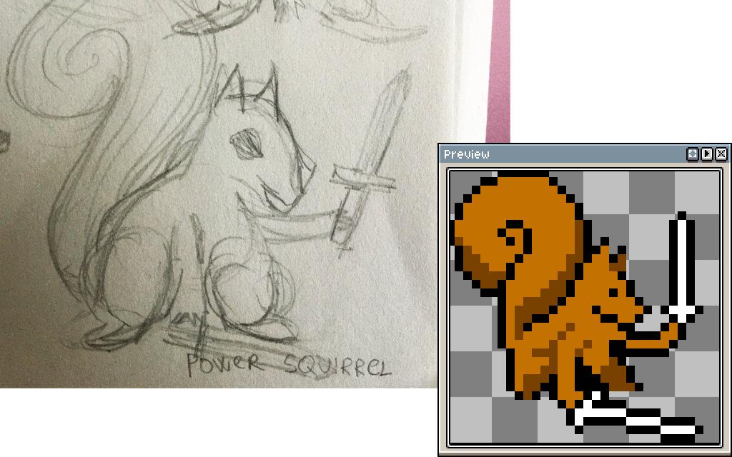 From sketch to pixel art sprite