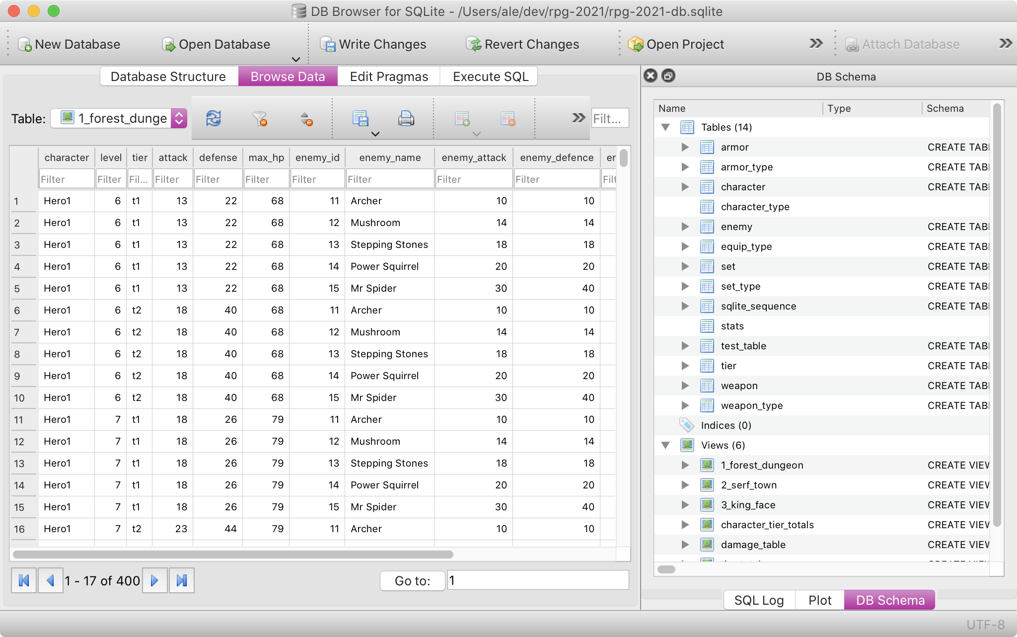 Calculating damage values with SQLite