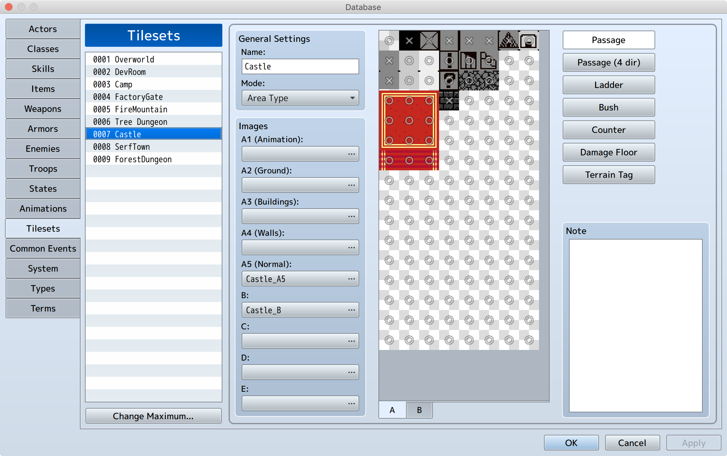 Tilesets editor