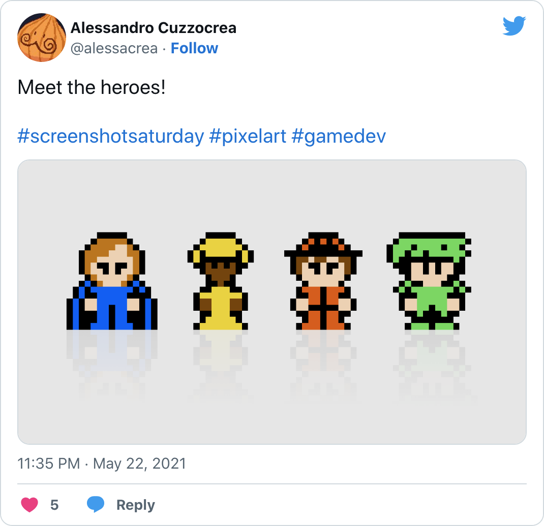 Meet the heroes! #screenshotsaturday #pixelart #gamedev